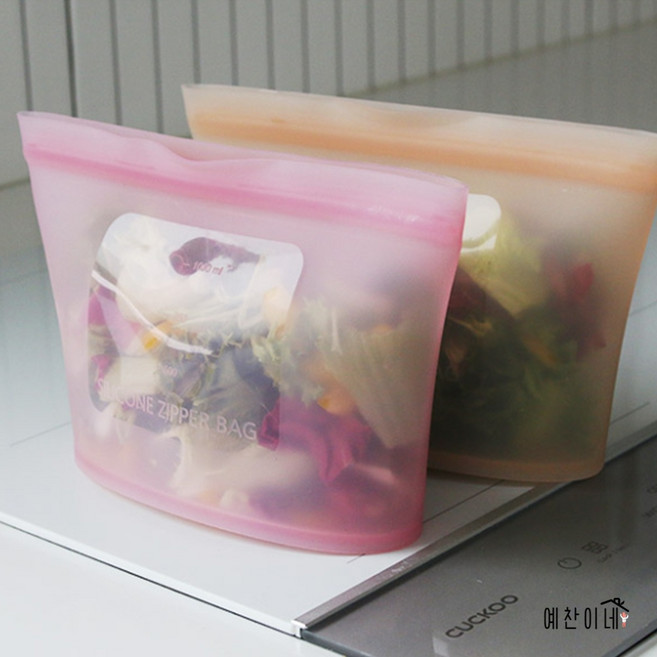 국산 플래티넘 반투명 실리콘 지퍼백 1000ml 다회용 파우치 스탠딩 지퍼팩, 중(1000ml), 연보라