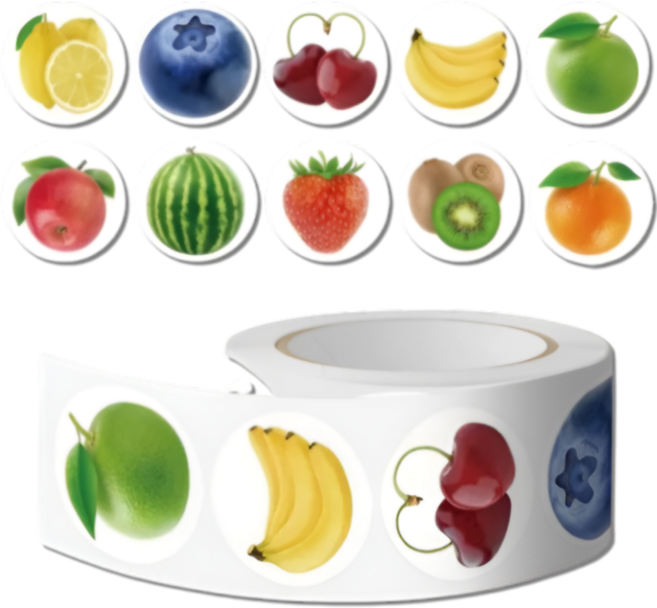 펴나나다 10종 과일 데코 스티커, 500매, 혼합색상