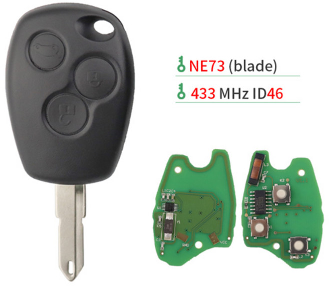 433Mhz ID46 PCF7946/47 리모컨 자동차 키 르노 트래픽 더스터 마스터 모두스 클리오 3 트윙고 모바노 다치아 로건 산데로 캉구 용, ID46 PCF7947 Chip, [17] 3Button NE73 Blade