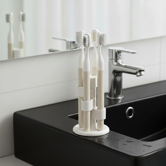 홈셀렉트 실용적인 슬림형 칫솔꽂이, 화이트, 2개