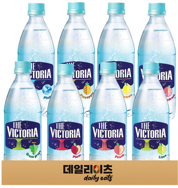 웅진 빅토리아 트레비 라인바싸 탄산수 8가지맛 (플레인 파인애플 자두 청포도 레몬 라임 자몽 복숭아), 1박스, 500ml