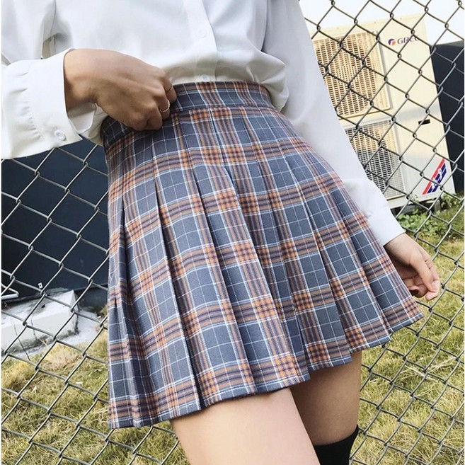 Helena 格紋百褶裙 韓版學院風 內有安全褲防走光