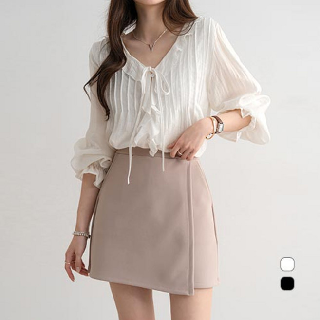 [나크21] 러블리 프릴 블라우스 여성 봄 블라우스 체형커버 DM61-T-16