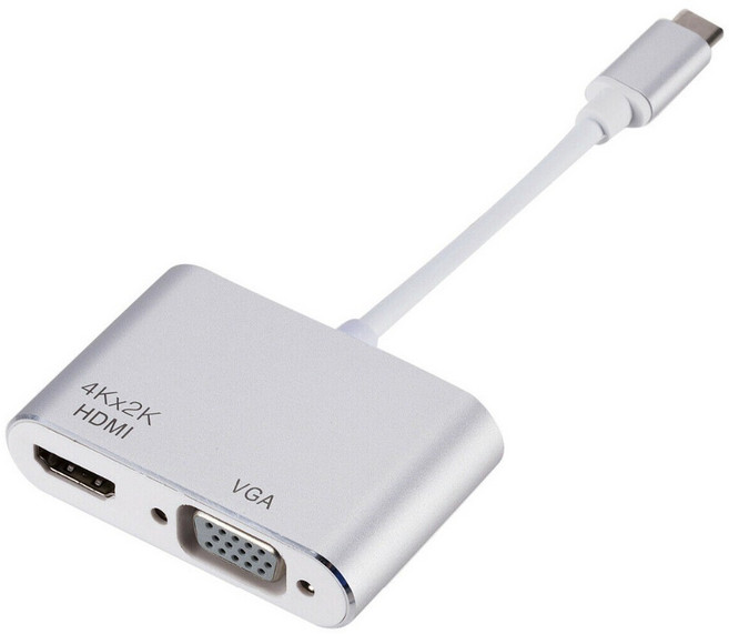 Type-C轉HDMI VGA轉接線 支援4Kx2K解析度 適用筆記型電腦 鏡像與桌面延伸模式, 1個, 5cm