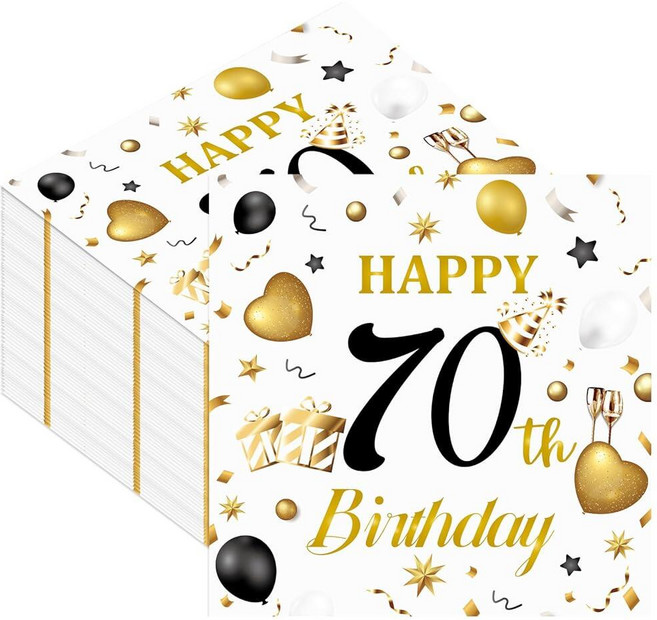 HFBOBP 50pcs 30th Birthday Paper Napkins WHITE 화이트 AND & GOLD 골드 HAPPY 해피 Napkins Disposable Lunc, 50pcs 30th Birthday Paper Napk