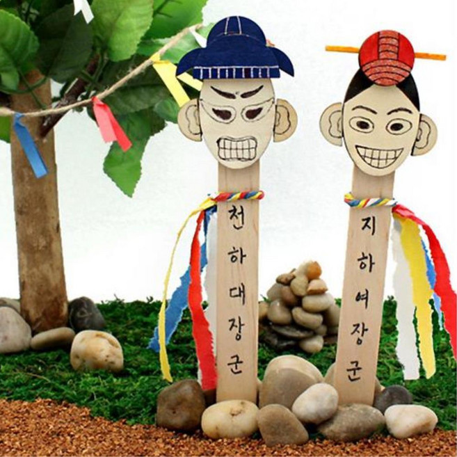 전통 천하대장군 지하여장군 장승 나무 책갈피 만들기 5인 재료 장난감 학원 DIY