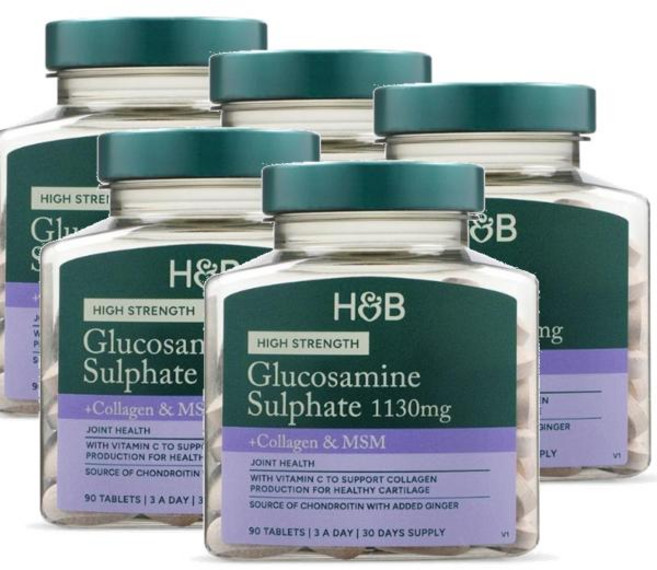 홀랜드앤바렛 글루코사민 설페이트 콘드로이틴 MSM 콜라겐 Holland & Barrett Glucosamine Sulphate, 5개, 90정