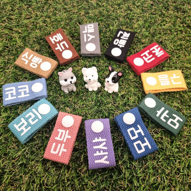 [야간반사] 강아지이름표 똑딱이 네임택 가로형, 블루, 폰트1, 1개