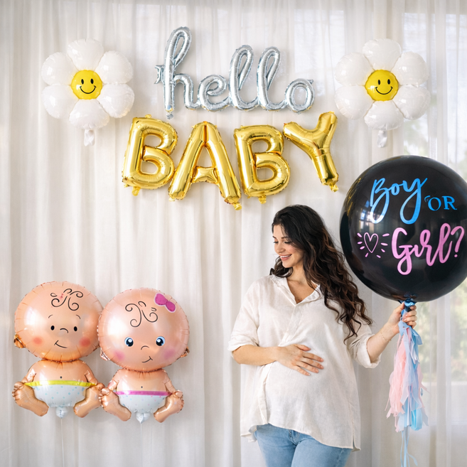 올리브파티 젠더리빌 풍선 세트 성별 확인 베이비샤워 파티용품, 1개, 풀세트A