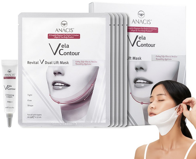 벨라컨투어 듀얼 팔자주름 이중턱 턱선 브이라인 리프팅 팩 5매 (+ 주름개선크림 7g) 9종임상완료, 1개, 5개입