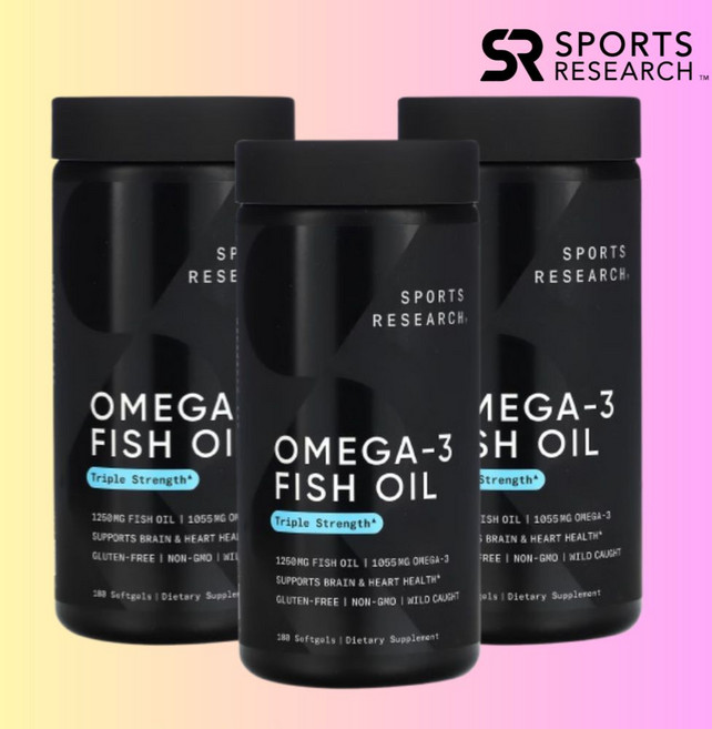 스포츠리서치 오메가3 피쉬오일 3배강도 1250mg 180정 소프트젤 RTG DHA 3통, 3개