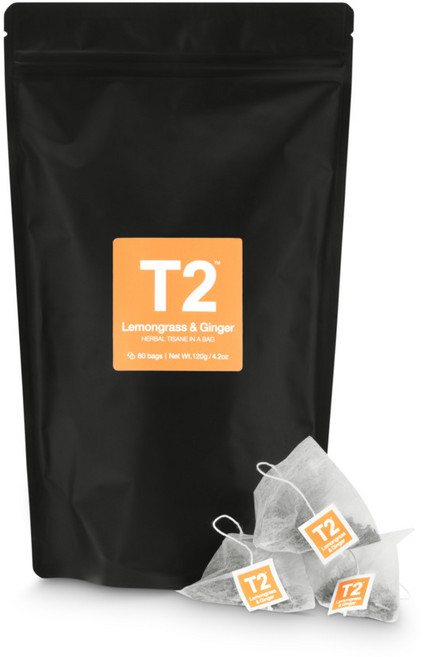 T2 레몬그라스&진저 티백 지퍼백, 1개, 60개입, 2g