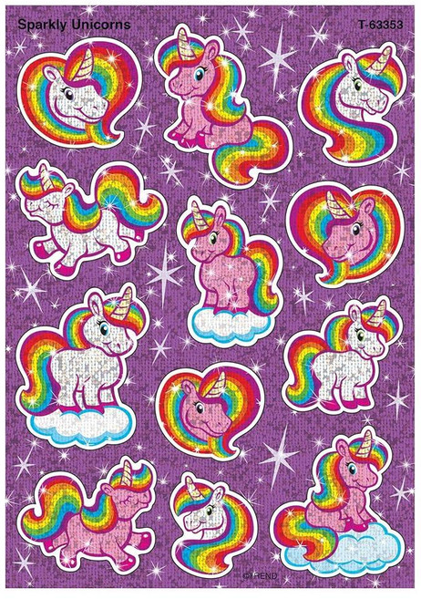 Trend 미국매장정품+ Sparkly Unicorns 스파클 스티커 교실 인센티브 24개 1850132