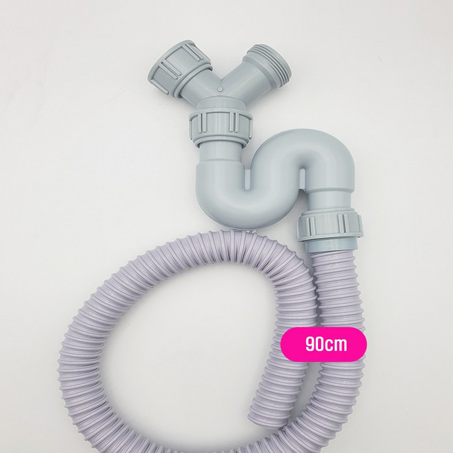 아비앙 주방 싱크대 분리형 S트랩 + 90cm싱크호스 세트 / 분리형 S트랩 싱크호스 / 주방 싱크대 배수구 교체부품 / T트랩 / 악취방지캡, (분리형) S트랩+T트랩+90cm싱크호스, 1개