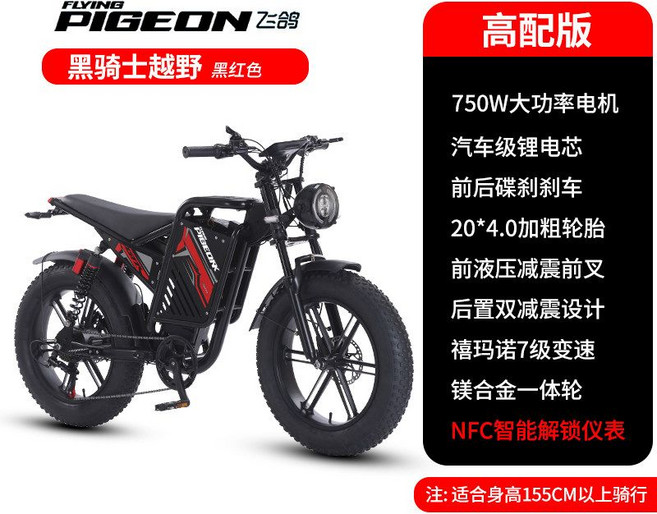 오프피전 전기자전거 자토바이 출퇴근용 배달용 2인승 48V 750w 1000w, 20인치, 750W 레드블랙