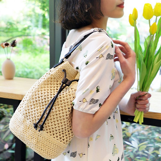 디어백 페이퍼로프 짜임 여름 버킷백 UN-5026