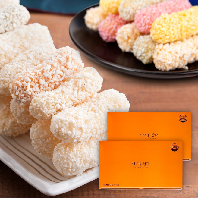 달지않은 효도유과 국내산 찹쌀 한과 선물세트 + 쇼핑백, 2개, 400g