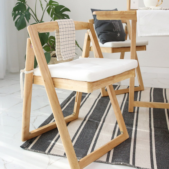 벤트리 고무나무 원목 접이식 식탁의자 (내추럴)