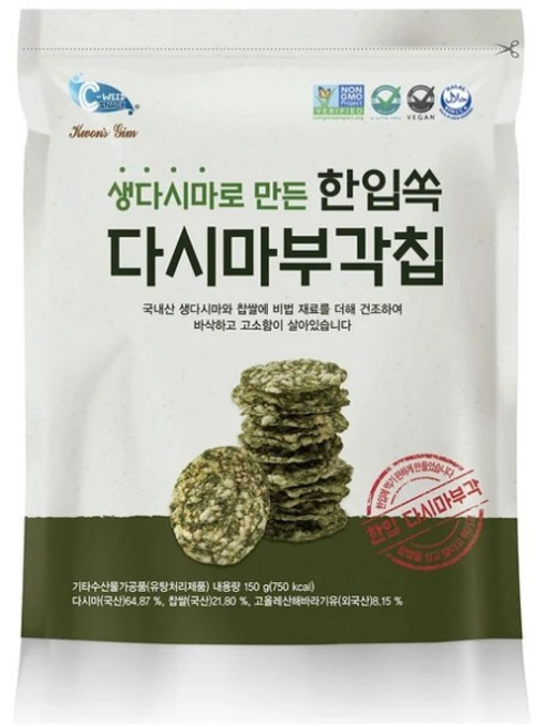 예맛 한입쏙 다시마 부각칩, 150g, 2개