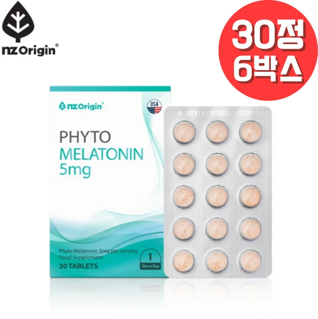 엔젯오리진 식물성 멜라토닌 5mg 30정, 21g, 6개 - 쿠팡