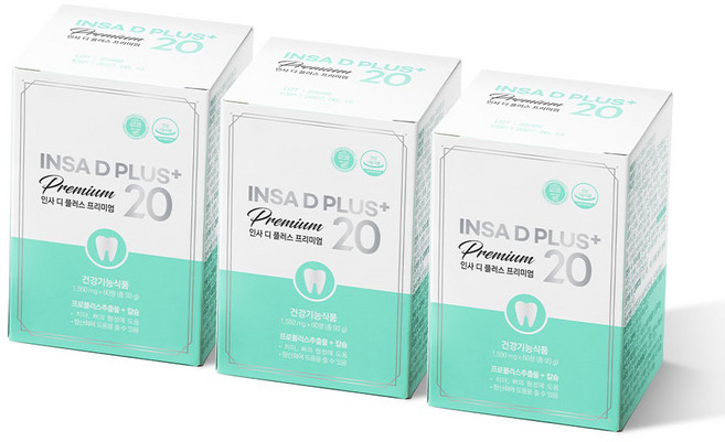 뉴트리쎈 인사디플러스 프리미엄 6개월분 치아 뼈 칼슘 영양제 프로폴리스, 3박스, 60정