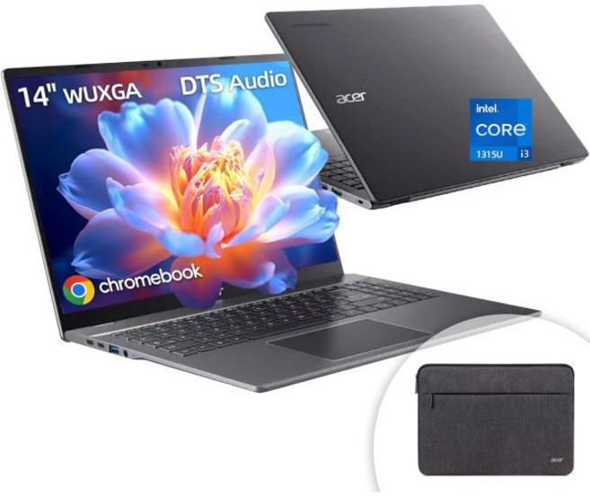 에이서 크롬북 플러스 16인치 노트북 WUXGA 16:10 디스플레이 인텔 코어 i3-1315U 8GB LPDDR5 RAM 128GB UFS 구글 AI Wi-Fi 6, 에이서 크롬북 플러스 16인치 노트북, WUXGA 16