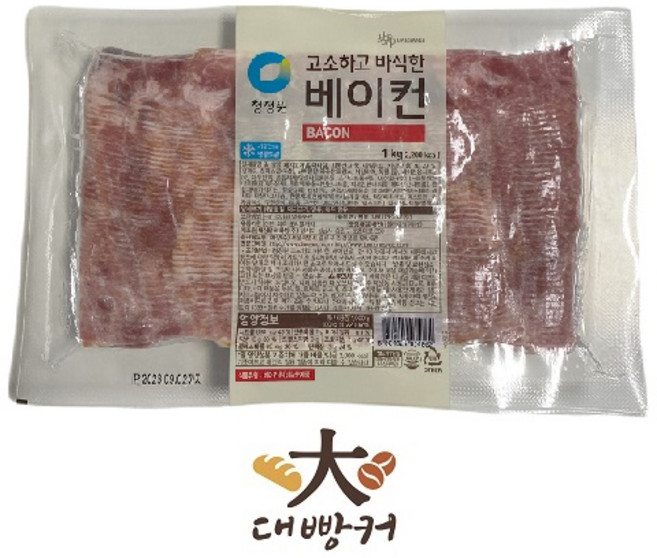 청정원 냉동 고소하고 바삭한 베이컨 1kg, 청정원 고소하고 바삭한베이컨 1kg, 1개