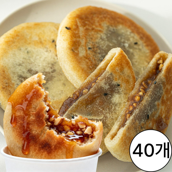 부산 명물 쌀가루 해바라기씨 씨앗 호떡, 40개, 60g