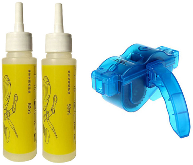 자전거 체인오일 2p + 자전거 체인청소 클리너, 무색 + 혼합색상, 1세트