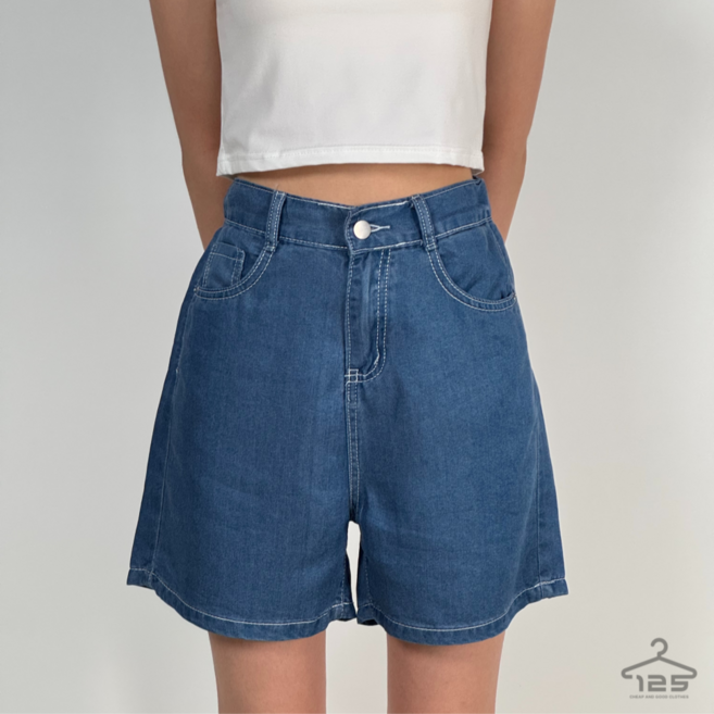 바이일이오 여성 앗차거 쿨 뒷밴딩 데님팬츠 반바지 숏팬츠