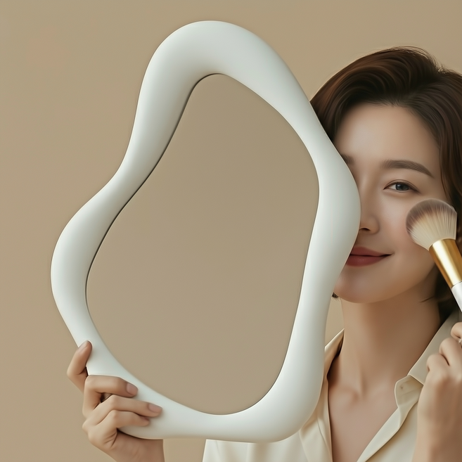 브라운룸 탁상 화장대 거울 벽걸이 인테리어, 화이트