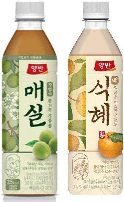 양반 매실차 500ml 6입 + 배식혜 500ml 6입, 1세트