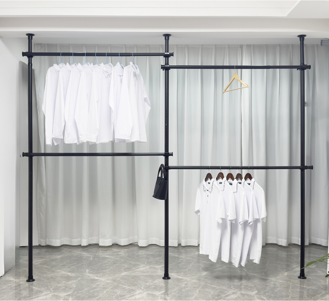 38파이 와이드 4단행거 튼튼한 왕자 다용도 옷걸이행거, 블랙