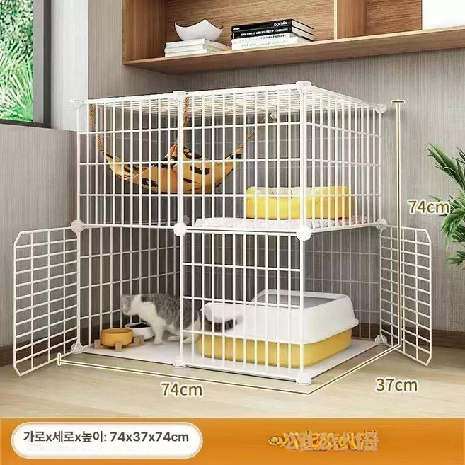 대형 고양이 집 실내용 하우스 화장실 일체형, 1개, 보강형 2열 2칸 2문