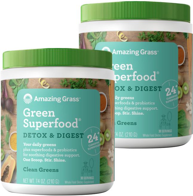어메이징그라스 그린 수퍼푸드 다이제스트 클린 그린즈, 210g, 2개