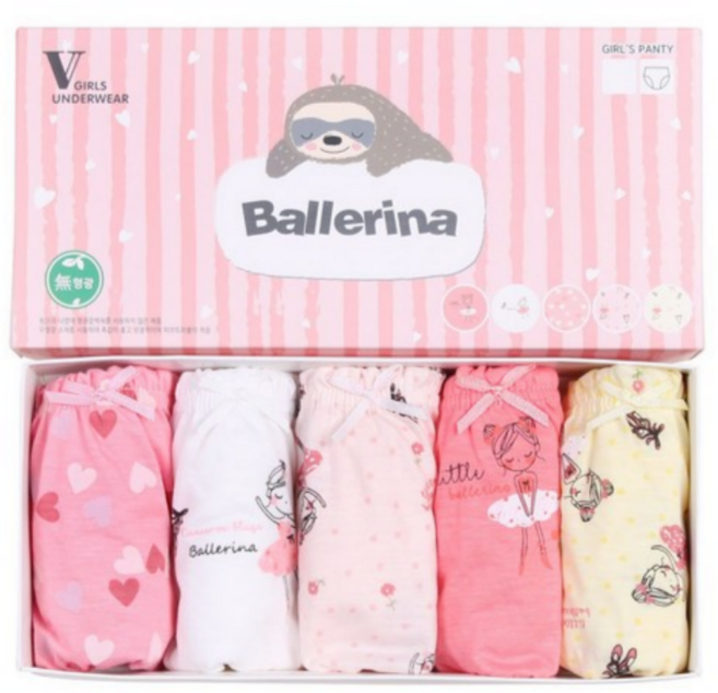 행복한쇼핑몰 여아용 에코발레리나 삼각팬티 5종 세트
