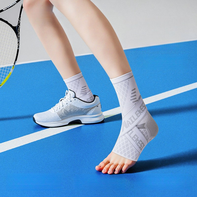 네일릭스 프로 스포츠용 2중 압박 발목 보호대 2개 세트 - 삠 방지 남녀 공용, 흰색과 회색, 1세트