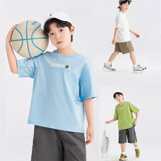키즈목마 2025 여름 남아 메쉬 반팔+반바지 세트 주니어 시원한 소재 상하복 초등 남아 운동복 610