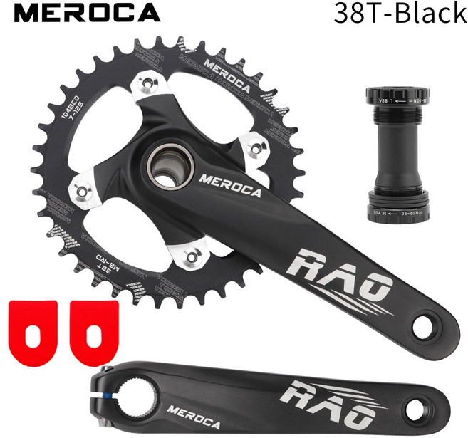 하단 브래킷이있는 산악 자전거 크랭크 170mm 104BCD 34T 체인 링 알루미늄 합금 MTB 셋, 05 Black Crankset 38T, 1개