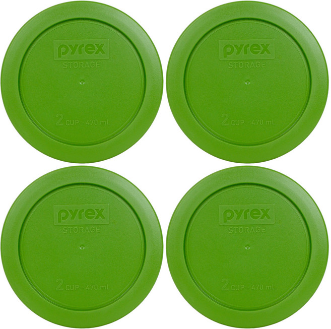 Pyrex Bundle - 4 Items: 7200-PC 2-Cup Green Plastic Food Storage Lids