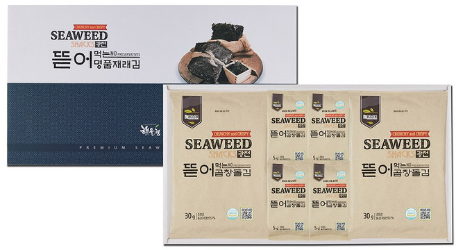 광천 명품 곱창돌김 선물세트 설선물 설날 추석 명절 선물셋트 곱창돌구이김 30g x 10봉 / 곱창돌도시락 김 5g x 8봉, 1개