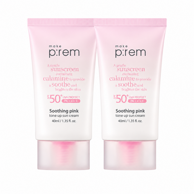 생기톤업 무기자차 메이크프렘 수딩 핑크 톤업 선크림 40ml+40ml 기획