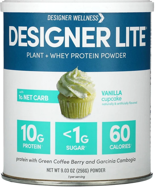 몸관리하세요 겨울입니다 Designer Wellness 디자이너 라이트 식물성 + 유청 단백질 분말 바닐라 컵케이크 256g(9.03oz) 특별관리진행, DesignerWellness디자이너라이트식물성유청단백, 256g, 1개 - 쿠팡