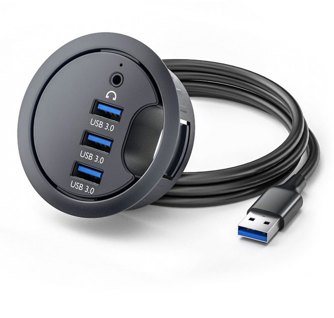 오디오 분배기데스크탑 PC 및 노트북용 USB 허브 3.0 분배기 포트 1 마이크 오디오 인터페이스, 01 Black