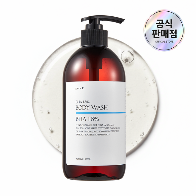 퓨어케이 식약처 기능성 BHA 1.8% 바디워시, 500ml, 1개