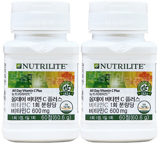 1+1 암웨이 올데이 비타민C 플러스 60정 고함량 비타민C, 2개, 60.6g
