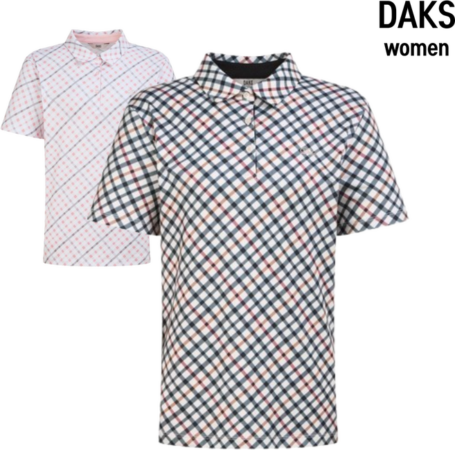 [닥스 여성 반팔티 ]DAKS 닥스 여자 반팔 티셔츠 골프의류 기능성 여름티 클래식체크 여성의류특가 폴로티 카라티 [베이지 핑크] ]