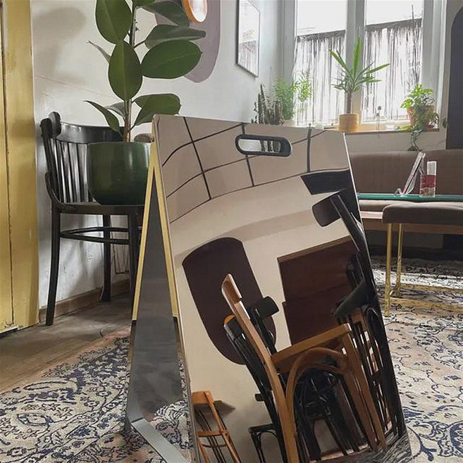 프레임 사인 양면 보드 포장 도로 카페 환전소 보도 맞춤 매장용, 04 80x50cm With Light, 05 Mirror Black