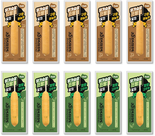 햇살닭 닭가슴살 프랑크 꼬치 2종 혼합, 70g, 30개