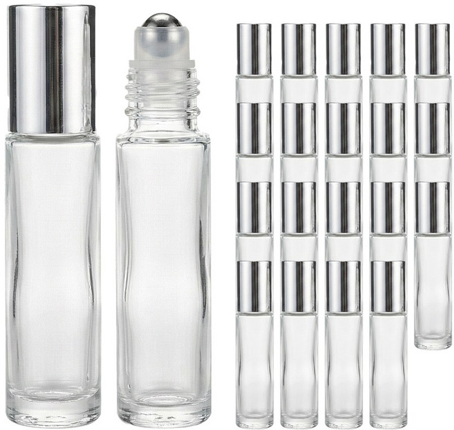 롤온 두꺼운 실버캡 투명 10ml 20개 구성 향수용기 공병 블랙 뚜껑 도톰한용기